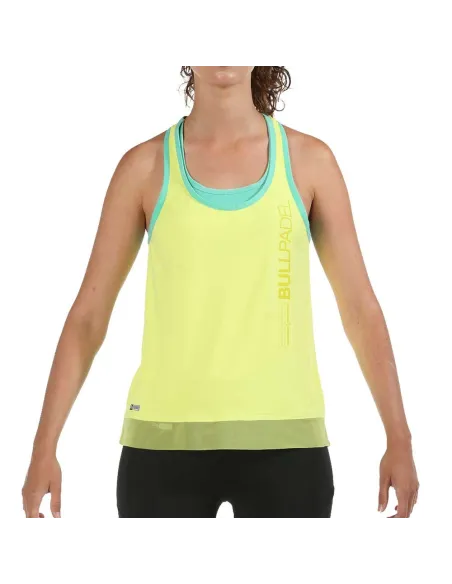 Camiseta Bullpadel Eusebe Amarelo Fluor Mulher | Ofertas de padel