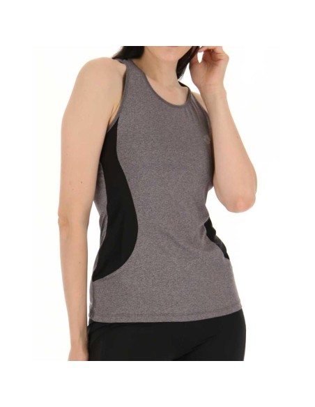Camiseta Lotto Run Fit Mel Gris Negro Mujer | Ofertas de pádel