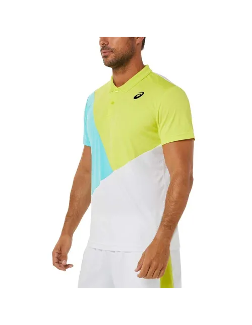 Asics Polo Homens Court Bloco de cores 2041a198 103 | Ofertas de padel