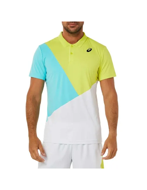 Asics Polo Homens Court Bloco de cores 2041a198 103 | Ofertas de padel