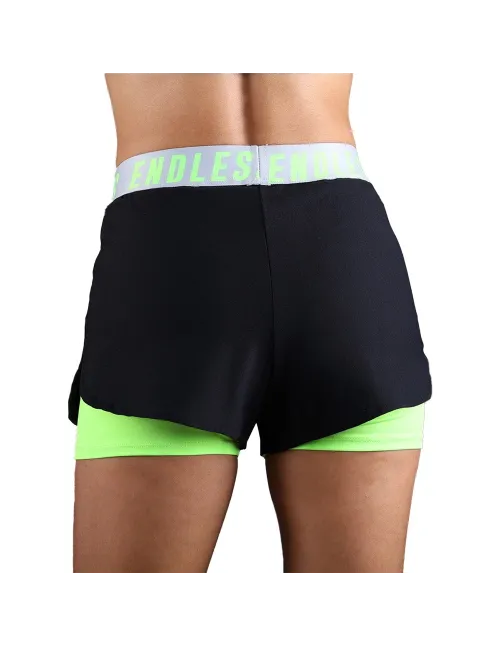 Endless Short Tech Iconic 40210 Preto Verde Feminino | Ofertas de padel