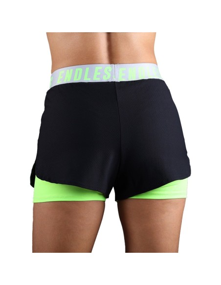 Endless Short Tech Iconic 40210 Preto Verde Feminino | Ofertas de padel