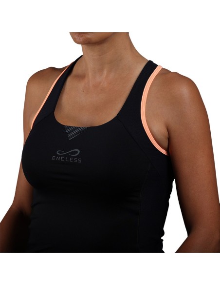 Camiseta Endless Starlett 30200 Black Salmon Mujer | Ofertas de pádel Camiseta Endless Starlett 30200 Black Salmon Mujer | Ofertas de pádel