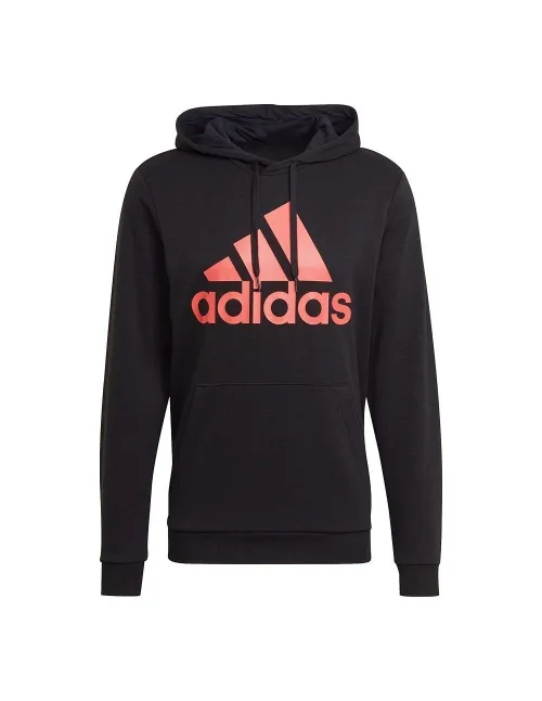 Black adidas hoodie with red logo sale