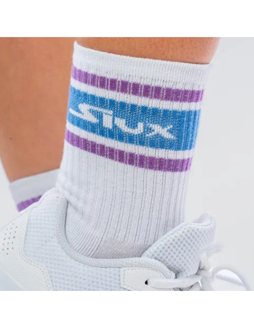 Pack 2 Calcetines Siux Icon Caña Alta Blanco/Azul | Ofertas de pádel