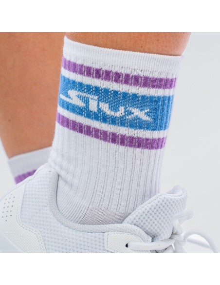 Pack 2 Calcetines Siux Icon Caña Alta Blanco/Azul | Ofertas de pádel
