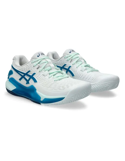 Asics Gel Resolution 9 Clay 1042A224 Azul Verdoso Mujer | Ofertas de pádel