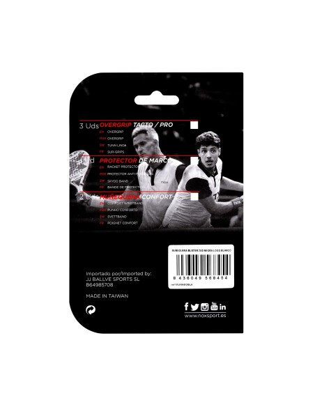 Box 6 pcs. Blister (2 pcs.) Nox Wristband Black White Logo | Ofertas de padel