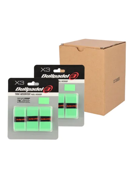 Kasten 12 Stk - Blister (3 Stk) Overgrip Bullpadel Gb1705 014 Grün