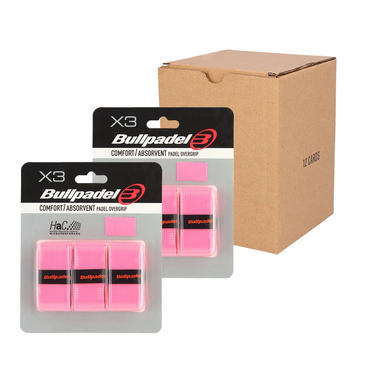 Caja 12 Uds - Blister (3 Uds) Overgrip Bullpadel Rosa