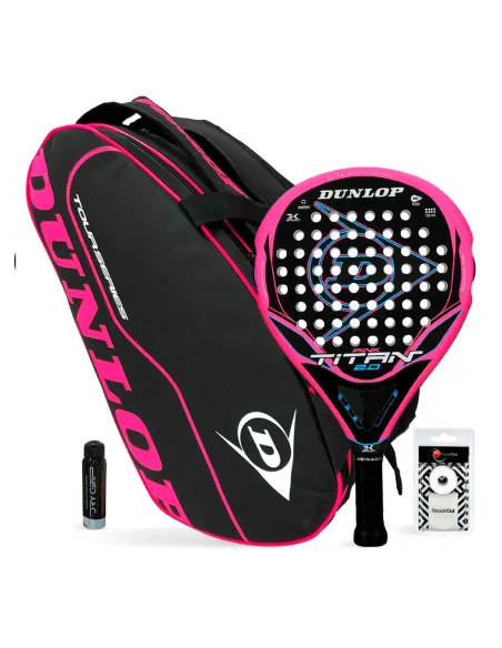 PACK DUNLOP TITAN PINK 2 + TOUR SERIES PINK |Padel offers PACK DUNLOP TITAN PINK 2 + TOUR SERIES PINK |Padel offers