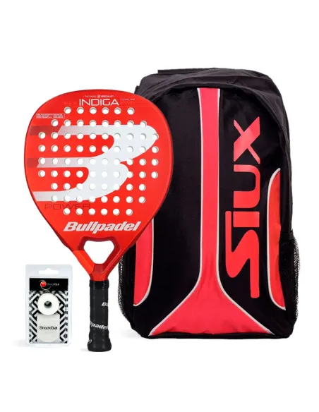 Pack Bullpadel Indiga Power 24 e Mochila Siux Fusion Vermelha | Ofertas de padel
