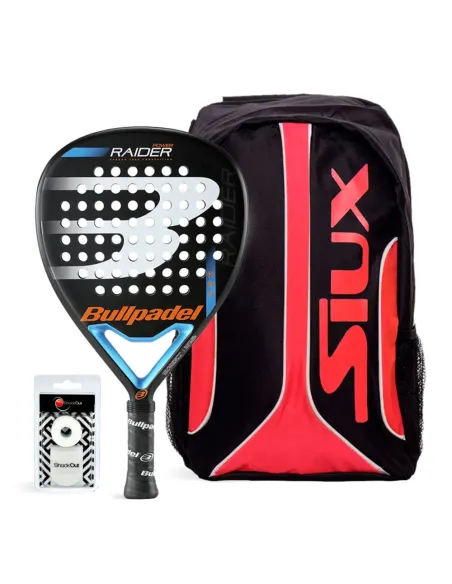 Pack Bullpadel Raider Power Azul e Mochila Siux Fusion Vermelha | Ofertas de padel