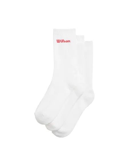 Pack 3 Calcetines Wilson Crew Logo Blanco | Ofertas de pádel