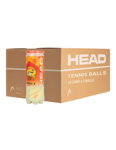 Caixa 24 Latas 3 Bolas de Tênis HEAD Stage 2 Orange | Ofertas de padel