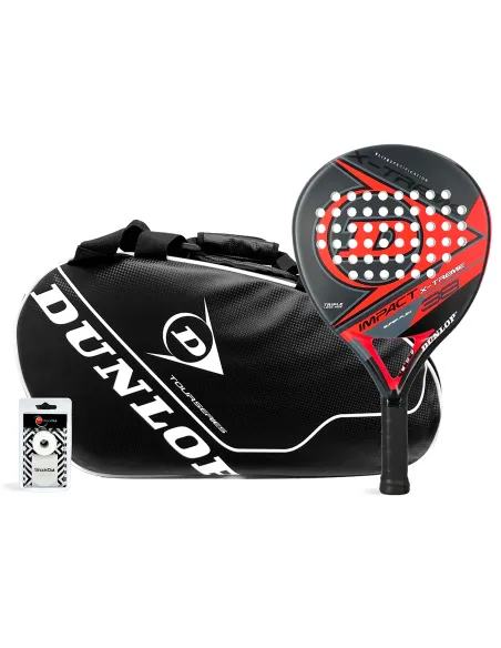 Pack Dunlop Impact Xtreme Rouge Intro Carbon BK WH | Offres de Padel
