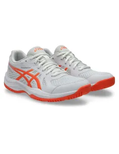 Asics Upcourt 6 Blanco Naranja Mujer 1072A107 | Ofertas de pádel 2