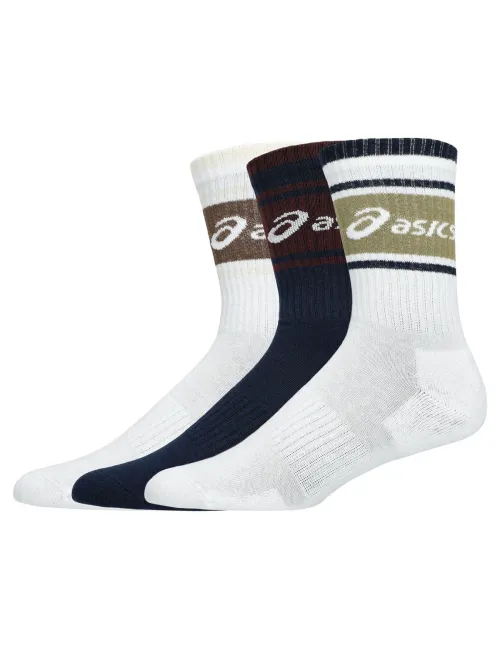 Pack 3 Socken Asics Logo Crew Sock Weiss/Marineblau