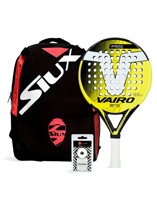 PACK VAIRO ACROSS YELLOW MOCHILA SIUX MINI | Ofertas de padel