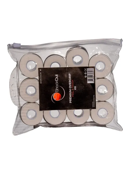 Saco Shockout X12 Overgrips Premium Branco Liso | Ofertas de padel