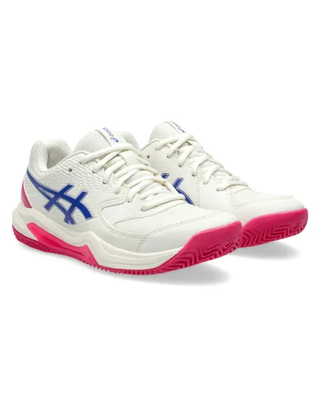 Asics Gel-Dedicate 8 Clay Blanco Rosa Mujer 1042A255 | Ofertas de padel