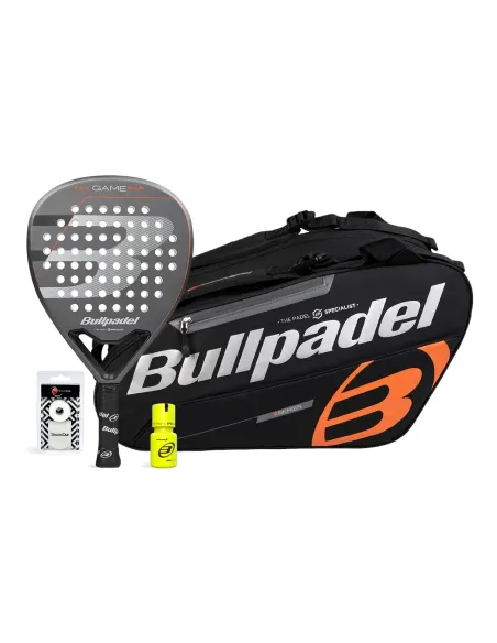 Pack Bullpadel Game Pwr Cinza Saco Preto Laranja Dry Grip | Ofertas de padel