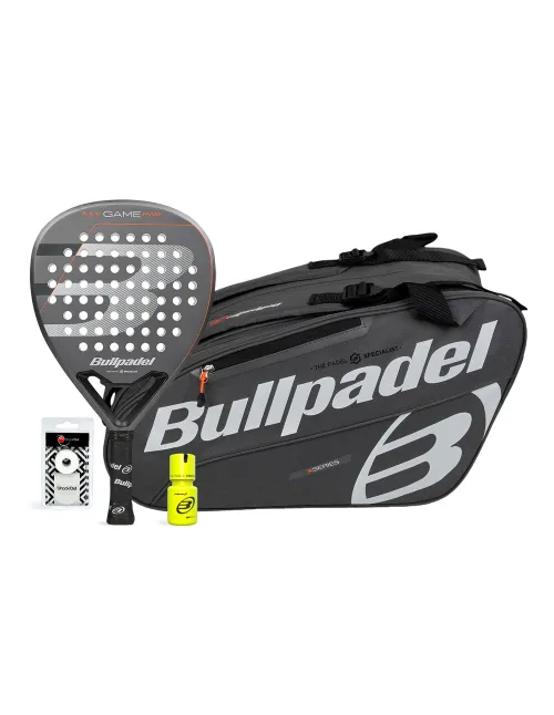 Pack Bullpadel Game Pwr Cinza Saco Cinza Laranja Dry Grip | Ofertas de padel