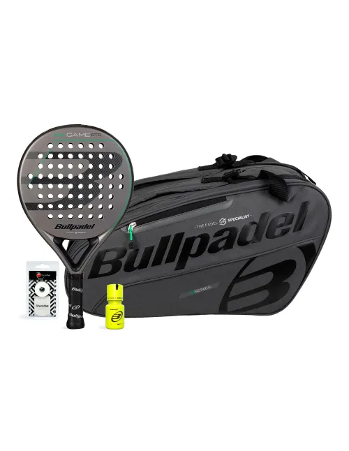 Pack Bullpdel Game Ctr Gris Paletero Gris Dry Grip | Ofertas de pádel