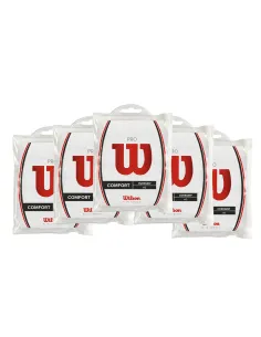 Pack 5 Taschen 12 Stk. Overgrips Wilson Pro Glatt Weiß | Ofertas De Padel