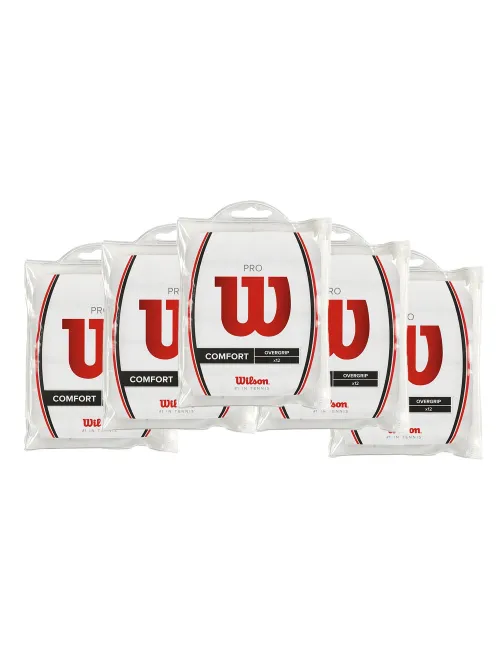 Pack 5 Taschen 12 Stk. Overgrips Wilson Pro Glatt Weiß | Ofertas De Padel