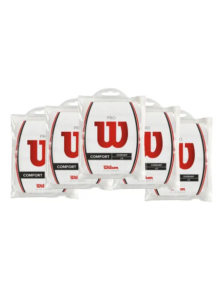 Pack 5 Taschen 12 Stk. Overgrips Wilson Pro Glatt Weiß | Ofertas De Padel