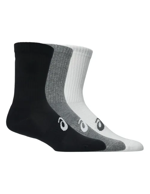 Calcetines Asics 3 Pack Crew Negro/Gris/Blanco | Ofertas de pádel