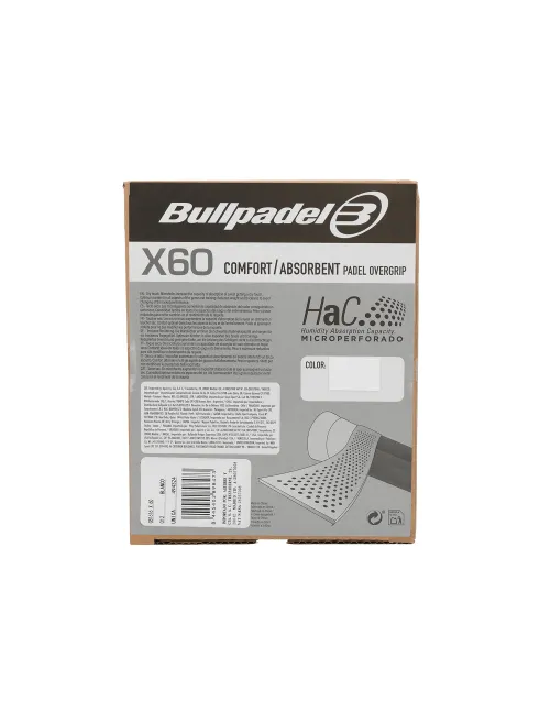 BOX OF 60 BULLPADEL COMFORT HAC WHITE OVERGRIPS GB1616 | Ofertas de padel