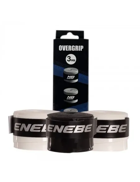 Blister Pack of 3 Enebe Smooth Overgrips, White/Black A003777.BNB | Ofertas de padel