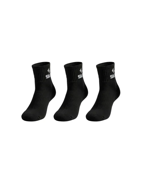 Pack 3 Calcetines Siux Basic 26 Caña Media Negro | Ofertas De Padel