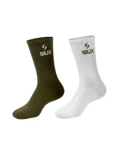 Pack De 2 Chausettes Siux Groove Caña Alta Vert Blanc | Ofertas De Padel