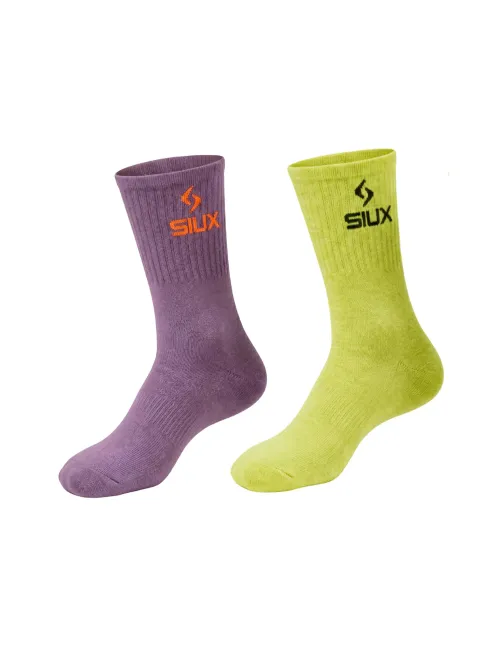Pack 2 Chausettes Siux Groove Caña Alta Vert Violet | Ofertas De Padel