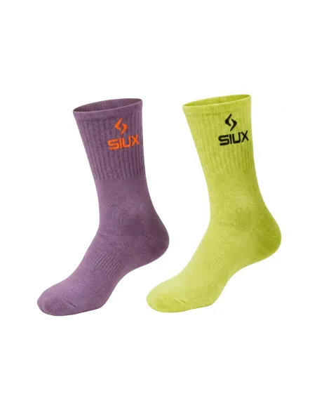 Pack 2 Chausettes Siux Groove Caña Alta Vert Violet | Ofertas De Padel