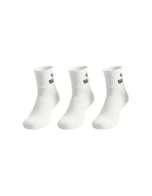 Pack 3 Calcetines Siux Basic Caña Media Blanco | Ofertas De Padel