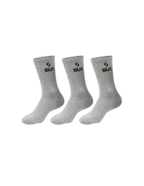 Pack De 3 Chausettes Siux Basic 26 Caña Alta Gris | Ofertas De Padel