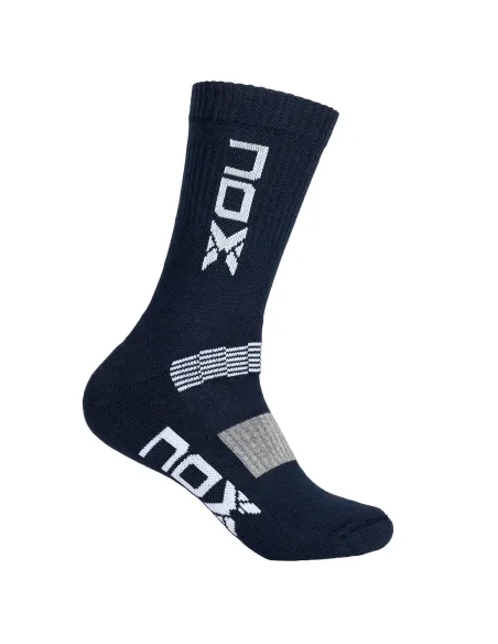 Calzini Tecnici Nox A Metà Polpaccio Blu Bianco Logo Verticale |Padel offers