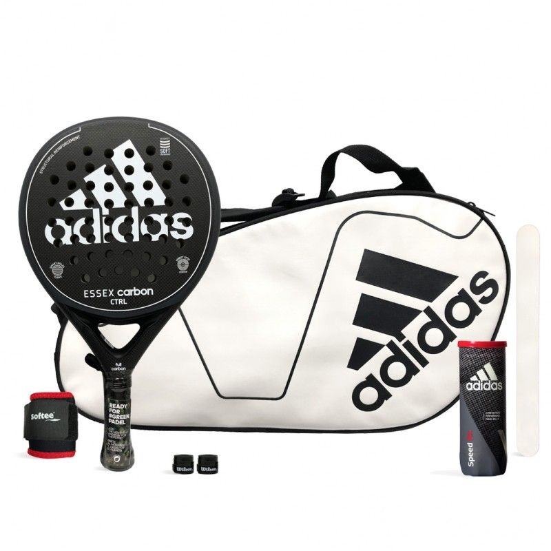Desde ecuador Enfadarse Pack Adidas Essex Carbon Control Black - White Rough + Bag Control -  OFERTAS DE PADEL