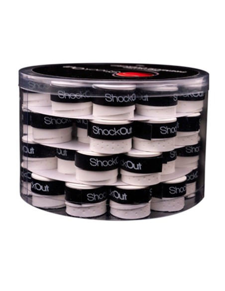Tambor 60 Overgrips ShockOut Premium Perfurado Branco | Ofertas de padel