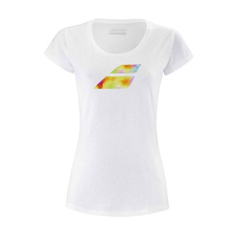 T-shirt Babolat Exercício Big Flag Branco para mulher