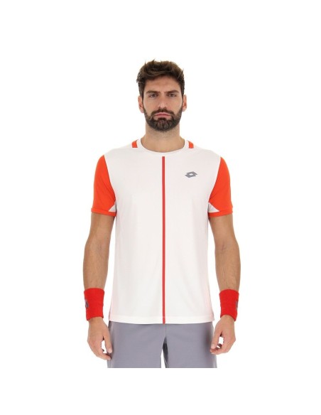 Camiseta Lotto Top Iv Blanco Rojo | Ofertas de pádel