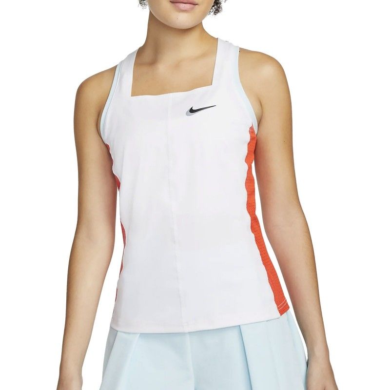 Camiseta Nike Court Dri Fit Slam Blanco Naranja Mujer