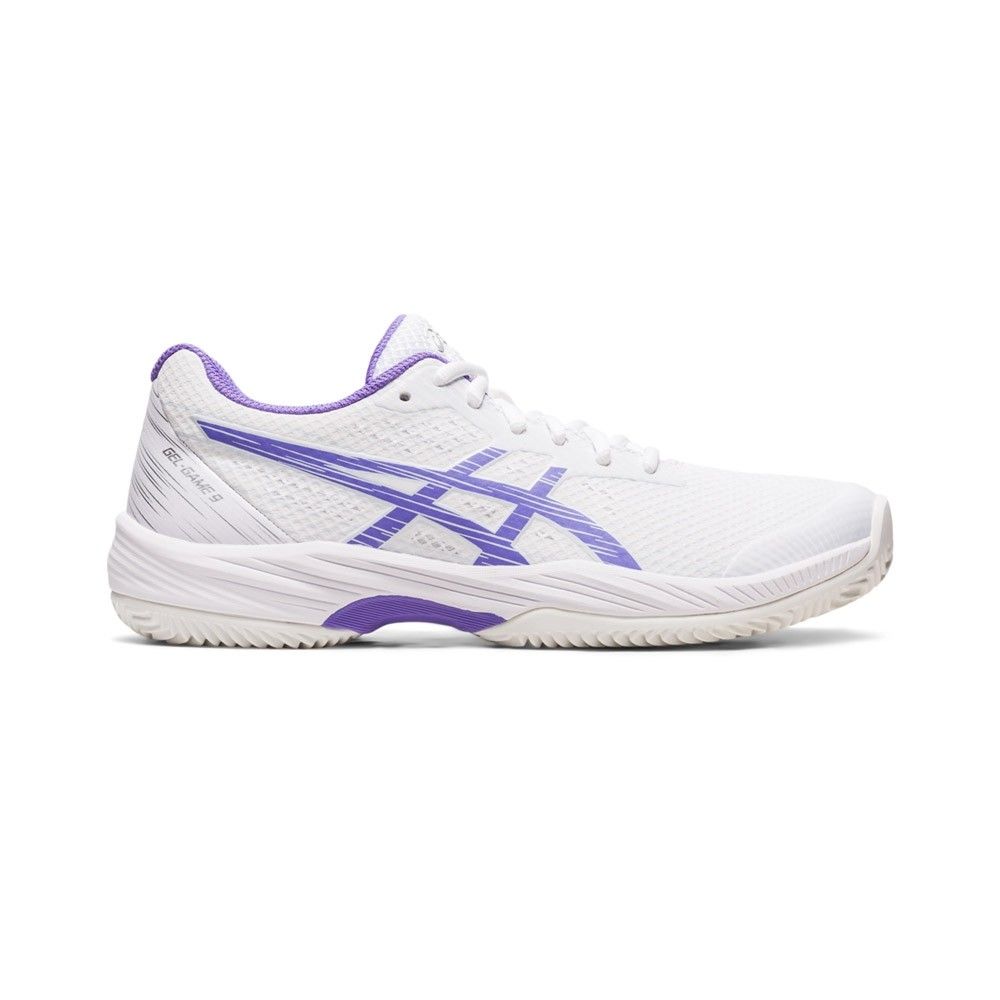 Asics Gel-game 9 Clay/oc Blanco Morado Mujer 1042a217-101 Talla 42
