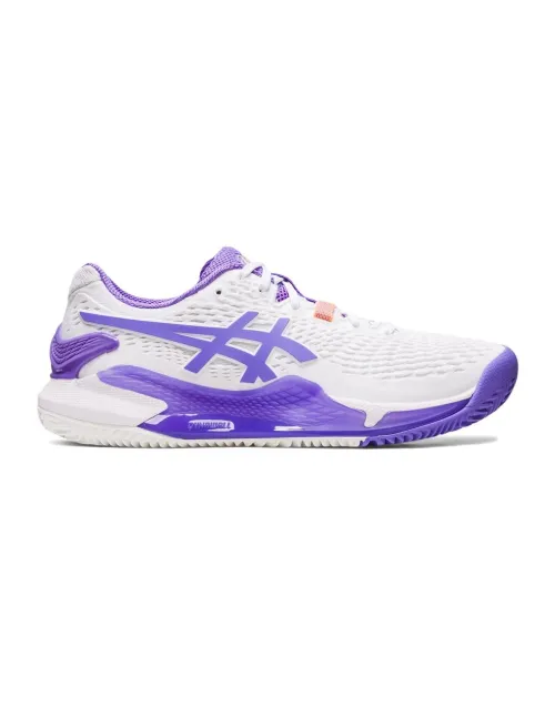 Asics Gel Resolution 9 Clay Blanco Morado Mujer 1042A224-101 | Ofertas de padel