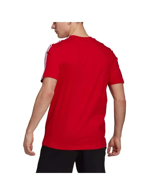 Camiseta Adidas Essentials 3 Franjas Rojo Blanco | Ofertas de pádel