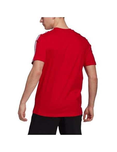 Adidas T-shirt Essentials 3 Strisce Rosso Bianco |Padel offers